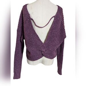 Kaisely Anthropologie Knotted Burgundy Cropped Sweater